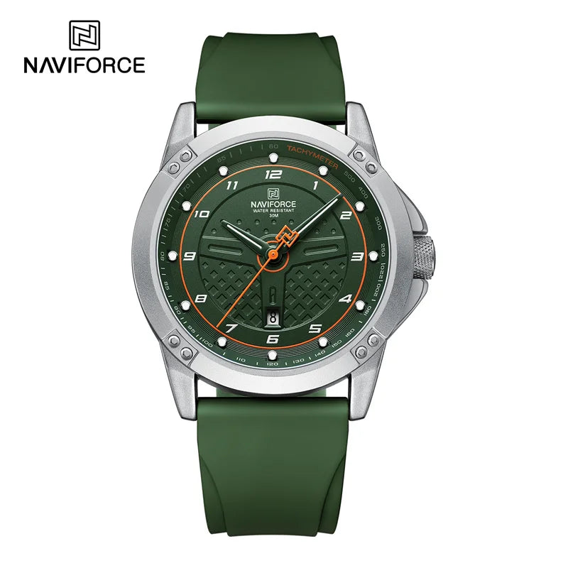 NAVIFORCE Relógio de pulso casual de quartzo, moderno, impermeável, desportivo, com bracelete em silicone, luminoso, relógio para homem