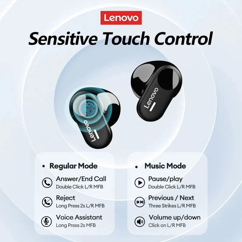 Auscultadores Bluetooth Lenovo LP19 originais TWS HIFI sem fios intra-auriculares auscultadores desportivos microfone duplo HD