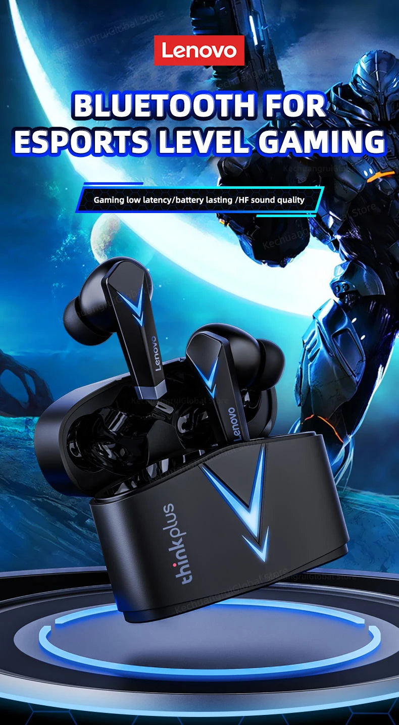Auscultadores originais Lenovo LP6 TWS para jogos, sem fios, com cancelamento de ruído, HIFI, música, Bluetooth, com modo duplo