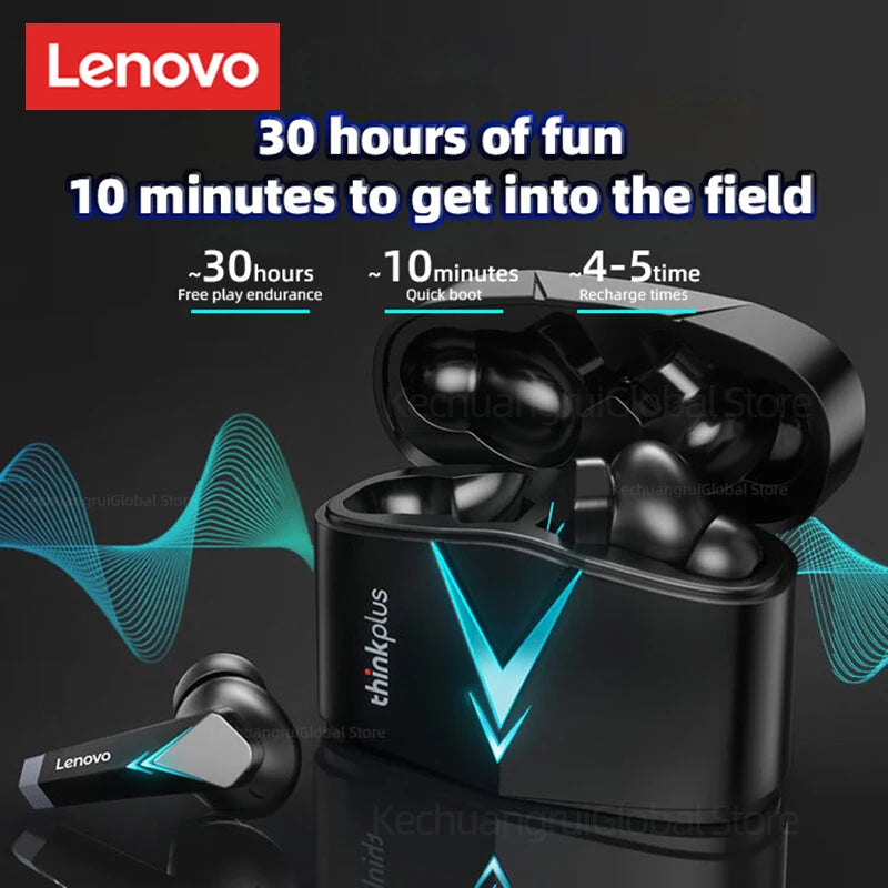 Auscultadores originais Lenovo LP6 TWS para jogos, sem fios, com cancelamento de ruído, HIFI, música, Bluetooth, com modo duplo