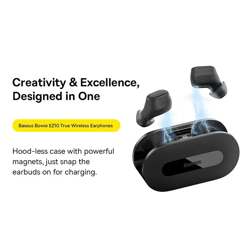 Baseus Bowie EZ10 Auricular sem fios Bluetooth 5.3 com carregamento rápido, 0,06' de baixa latência, auricular sem fios HiFi mini desportivo