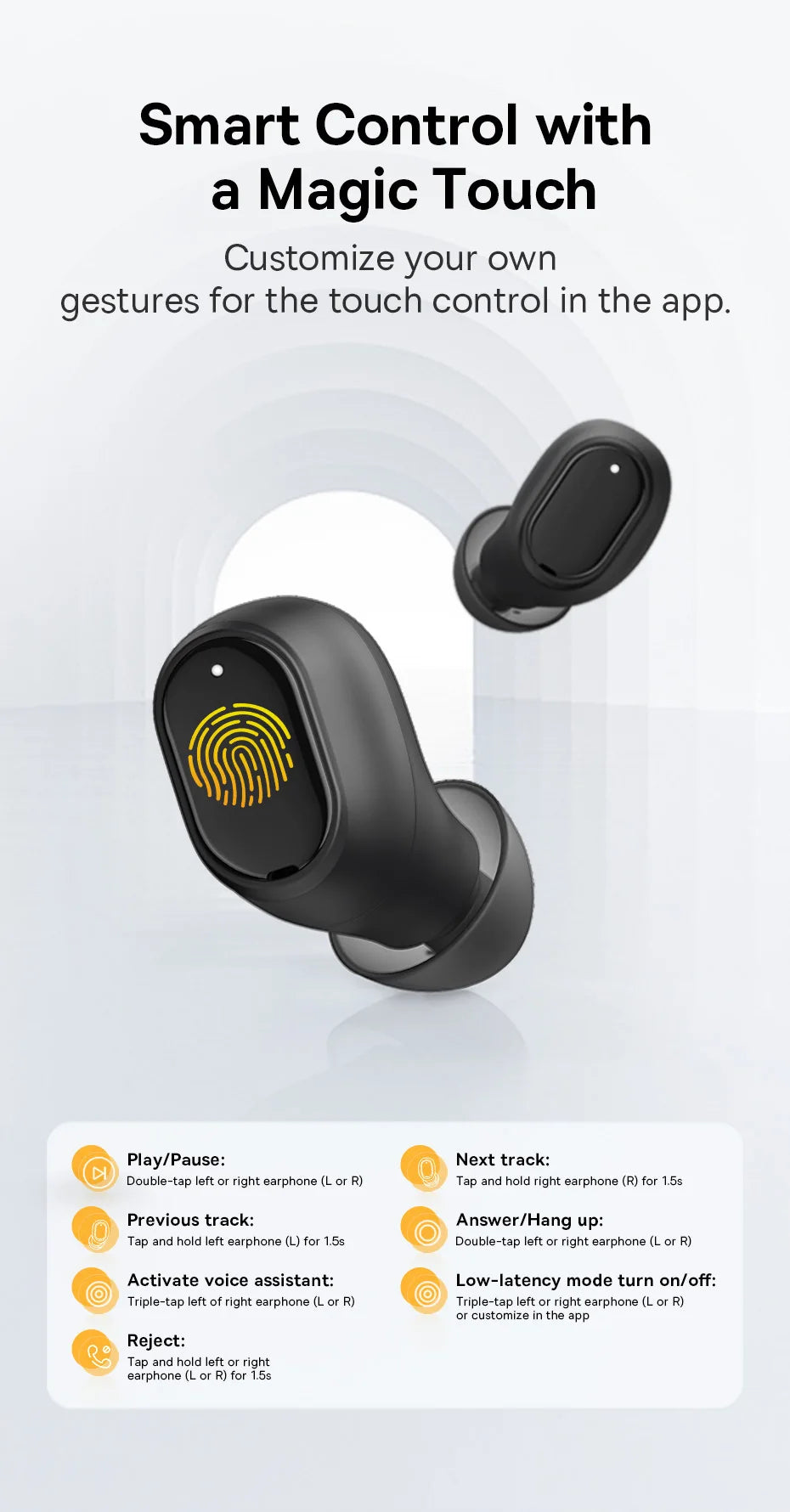 Baseus Bowie EZ10 Auricular sem fios Bluetooth 5.3 com carregamento rápido, 0,06' de baixa latência, auricular sem fios HiFi mini desportivo
