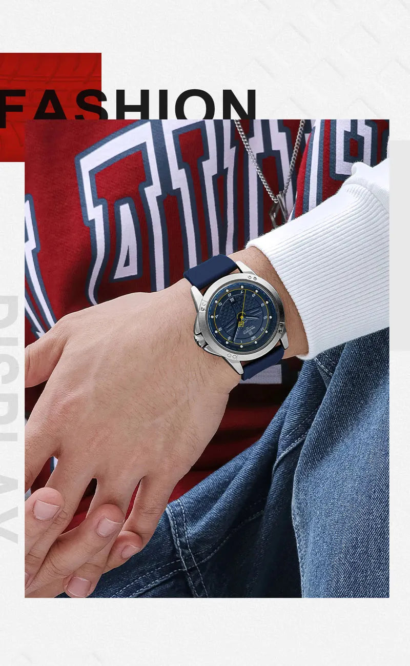 NAVIFORCE Relógio de pulso casual de quartzo, moderno, impermeável, desportivo, com bracelete em silicone, luminoso, relógio para homem