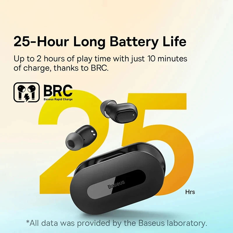Baseus Bowie EZ10 Auricular sem fios Bluetooth 5.3 com carregamento rápido, 0,06' de baixa latência, auricular sem fios HiFi mini desportivo