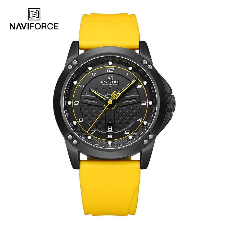 NAVIFORCE Relógio de pulso casual de quartzo, moderno, impermeável, desportivo, com bracelete em silicone, luminoso, relógio para homem
