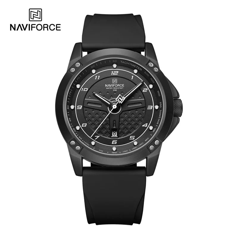 NAVIFORCE Relógio de pulso casual de quartzo, moderno, impermeável, desportivo, com bracelete em silicone, luminoso, relógio para homem