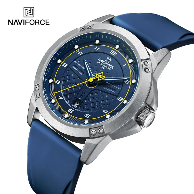 NAVIFORCE Relógio de pulso casual de quartzo, moderno, impermeável, desportivo, com bracelete em silicone, luminoso, relógio para homem