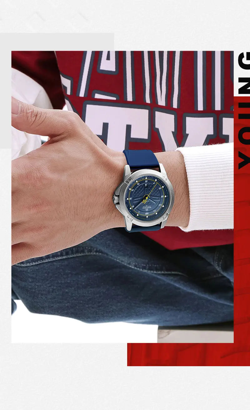 NAVIFORCE Relógio de pulso casual de quartzo, moderno, impermeável, desportivo, com bracelete em silicone, luminoso, relógio para homem