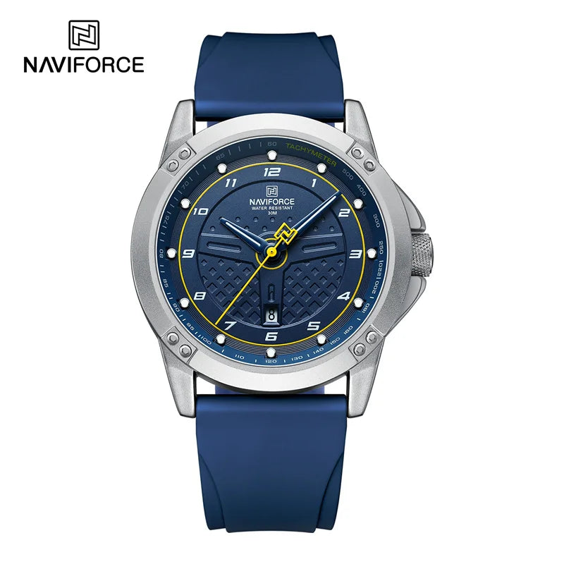 NAVIFORCE Relógio de pulso casual de quartzo, moderno, impermeável, desportivo, com bracelete em silicone, luminoso, relógio para homem