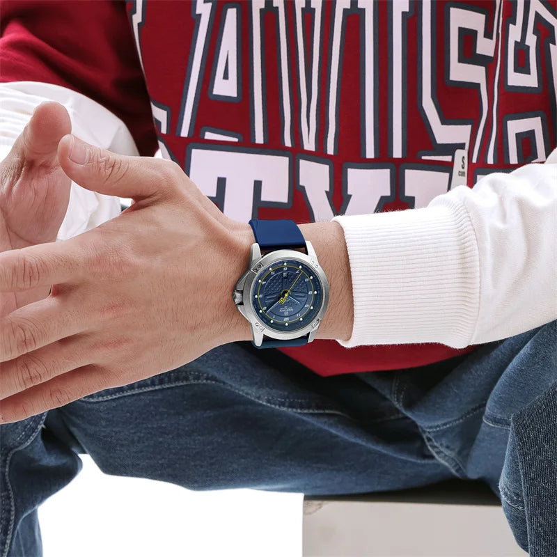 NAVIFORCE Relógio de pulso casual de quartzo, moderno, impermeável, desportivo, com bracelete em silicone, luminoso, relógio para homem